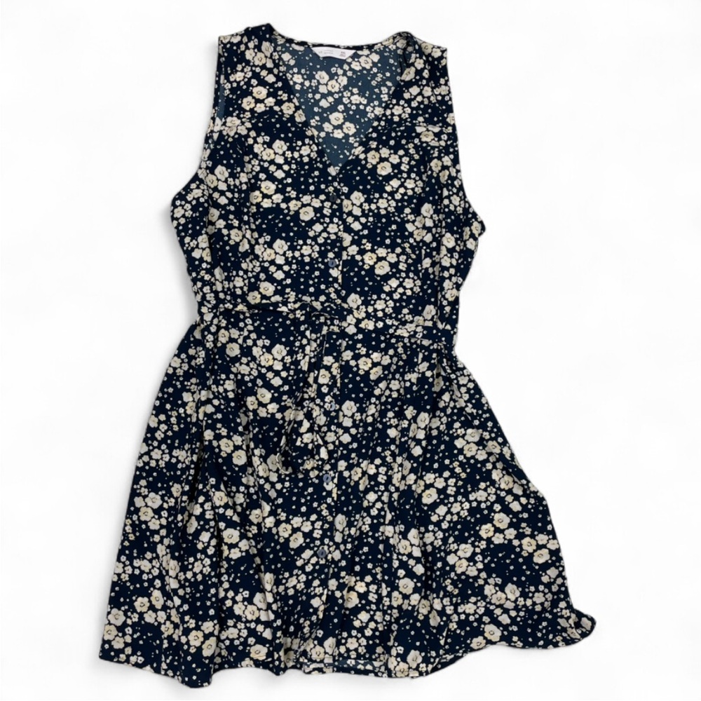 LC Lauren Conrad Navy and Cream Floral Mini Dress